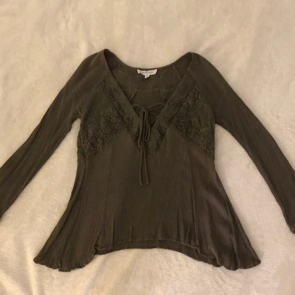 Honey Punch dark green lace blouse